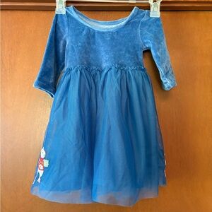 Mini Boden Blue Velvet and Tulle Kids Dress - Christmas Mice